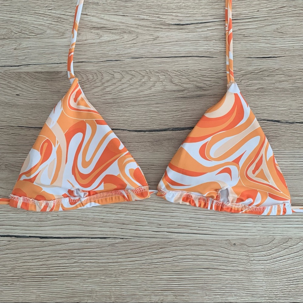 orange swirl triangle tie back bikini top - Picture 2 of 3